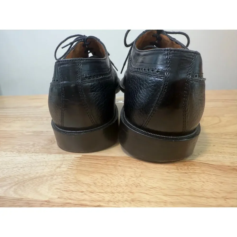 Johnston & Murphy Made in Italy Black Deerskin Leather Dress Shoes Size 8.5. JL
